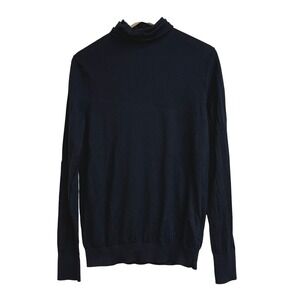 COS Women Navy Blue 100% Wool Turtleneck Long Sleeve Sweater Top Size S